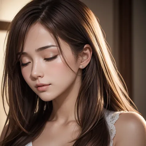 (masterpiece), (highest quality, High resolution, very detailed), 24-years-old,real women,alone,random hair color,random hairstyle,8K, ultra-detailed,best quality,front view,imminent kiss,closed eyes,portrait,soro girl,