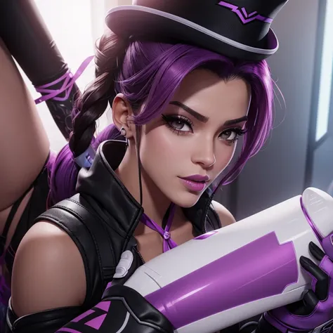 Sombra von overwatch masturbiert ohne kleidung mit einem dildo und hat einen orgasmus und hat einen Gesichtsausdruck der einen orgasmus gleicht 