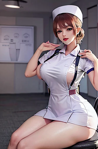 nurse uniform,hospital, latex nurse suit,nurses,busty,elbow gloves,labcoat,silverhair woman,blue eyes , gigantic boobs ,medical instruments,asian nurse,two nurses,speculum,examination room,oversize boobs, ,big ass ,strap on, lay on table ,legs spreaded,giv...