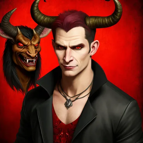 cartoon drawing of a man with horns and a devil's head, discord pfp, varguyart style, inspired by james bolivar manson, portrait...