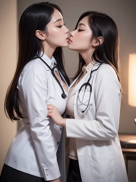 Photorealistic beautiful doctor、stunningly beautiful、doctors white coat, Collared shirt、(top-quality、8K、32K、​masterpiece、nffsw:1.3)、超A high resolution,(Photorealsitic:1.4),Raw photography, Detailed face,,Beautiful hair,real looking skin、 ((Doctor Style)), ...