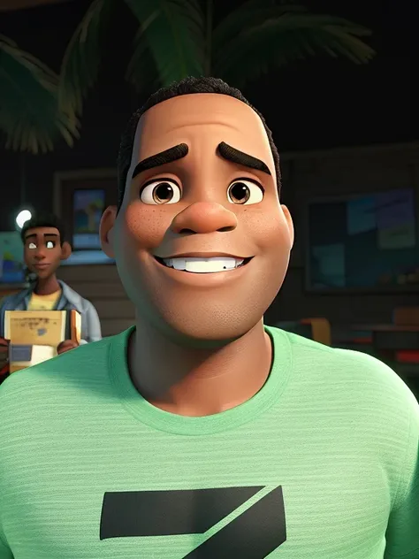 um homem negro, estilo Disney Pixar, alta qualidade, melhor qualidade