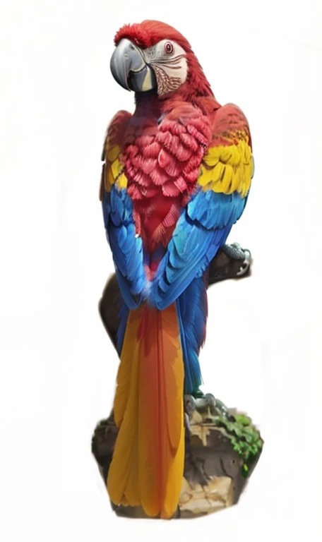 Statue of a red macaw, Estilo Disney