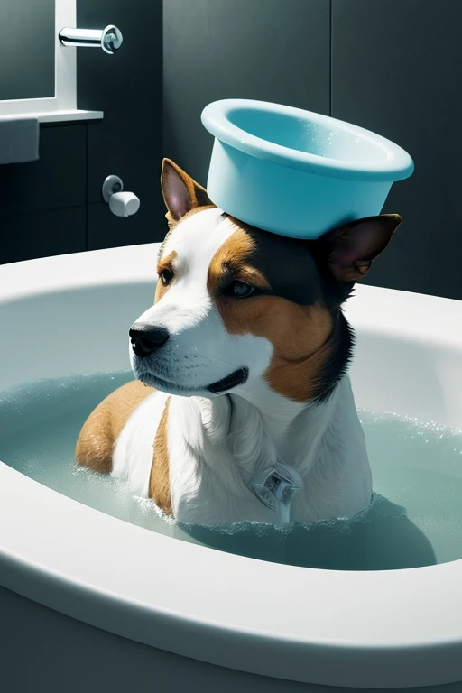 analog style, foto RAW, ((foto colorida:1.5)), (( the dog is in the bath, Today is the dog&#39;s day to take a bath in the bathtub
)), olhando para o espectador, (corpo brilhante), melhor qualidade, epic (por Lee Jeffries e Quentin Tarantino foto, Sony A7,...