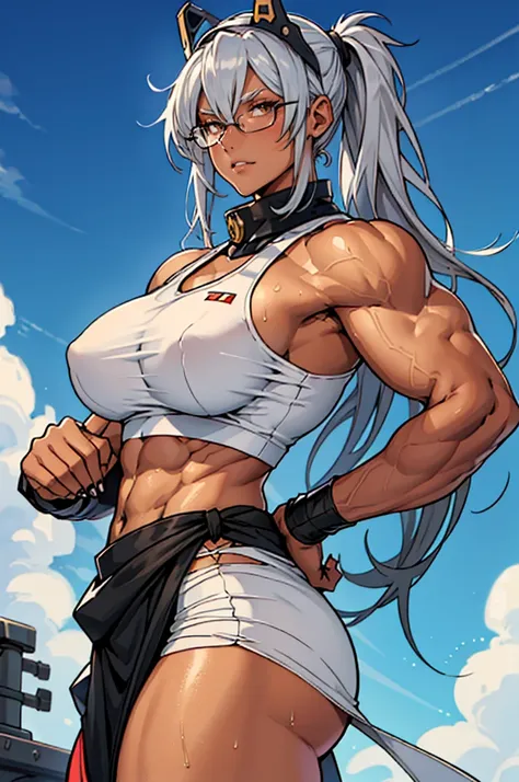 Beautiful, masterpiece, highest quality, detailed image, (武蔵_カンタイコレクション:1.15), (Kantai Collection_Musashi close-up), (((bust portrait))), (1 Muscle girl:1.4), (Female body builder:1.3), (Tall woman) , Muscles, Muscles, (Muscular body:1.1, Muscular abs:1.1,...