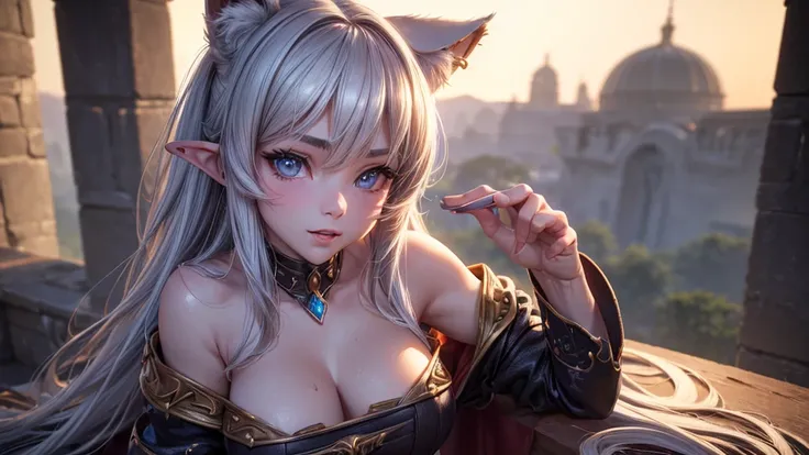 (Cinematic footage, full medium closeup, gorgeous 18-year-old kemonomimi woman soft pale skin, cute and youthful face, well-defined eyebrows, delicate nose, ultra-detailed: 1.1, photo-realistic: 1.4, depth of field, cinematic lighting, IMAX camera, HDR, DT...