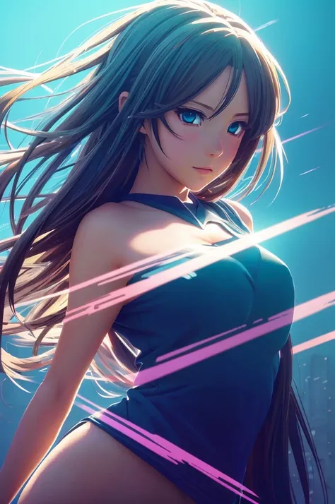 (anime),(cute)(masterpiece), (highest quality),1 girl,Upper body,(double exposure:1.2),(simple background:1), (cinematic angle),(dynamic angle),messy long hair,(low contrast),(flat color:0.7)