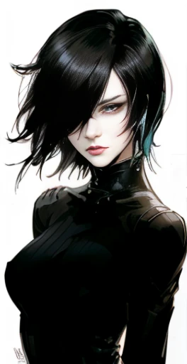 a drawing of a woman with black hair and red eyes, a character portrait inspired by Aaron Nagel, tumblr, gothic art, androgynous vampire, 1 7 - year - old anime goth girl, attractive androgynous humanoid, sebastian michaelis, beautiful female android!, sty...