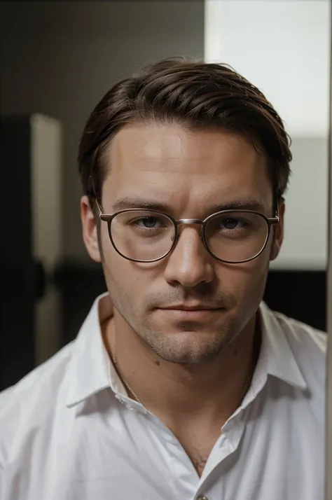 white man with glasses 32k resolution, best possible quality