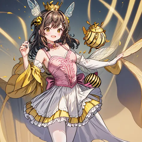 /Character
(1 cute queen bee girl with Luxurious Crown and hair ornament on head:1.6),
BREAK
//Fashion
Bumblebee Ballerina Grace,
Wear a ballet-inspired tutu skirt featuring black and yellow layers with small bee appliqués or prints for a graceful ballerin...