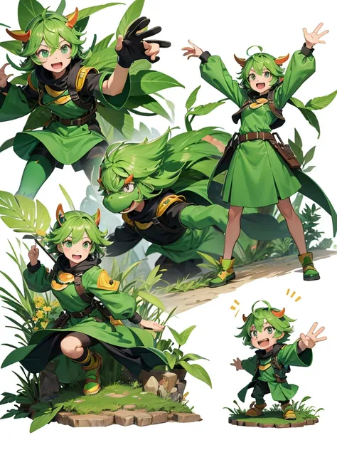 Anime mascot character that is a deformed plant　Scene of energetic greetings from the field