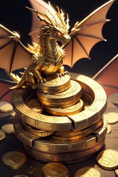 monster　Gold Dragon　Dragon Wings　Pile of gold coins