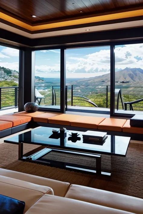 Imagine an awe-inspiring modern house exterior that seamlessly blends elements from the futuristic Megatron-inspired manor and the dynamic energy of Naruto performing a Kamehameha. Picture the structure perched on a hillside, capturing panoramic views with...