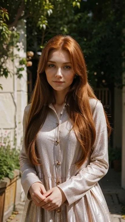 A gorgeous, pretty, shiny, kind-hearted, warm-hearted, sweet, polite, sensitive, friendly, charming, stylish, ginger long haired russian woman
