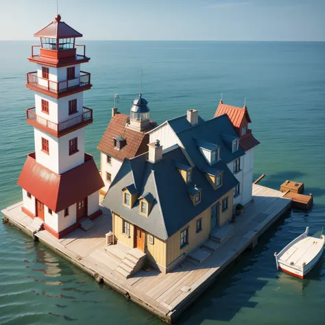 Highest quality, Realistic Floating Light House, (top quality)