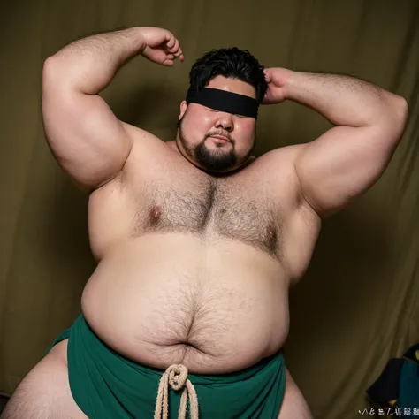 Fat 警察官 male性, Weight is over 100kg, You seem kind., blindfolded and covering eyes, his jacket is open,  interested in sexual desire, ;興奮している Fat, upper body visible, pot belly, Fat, short hair, loincloth, male, fat belly, loincloth, , Late 30s, sloppy sto...