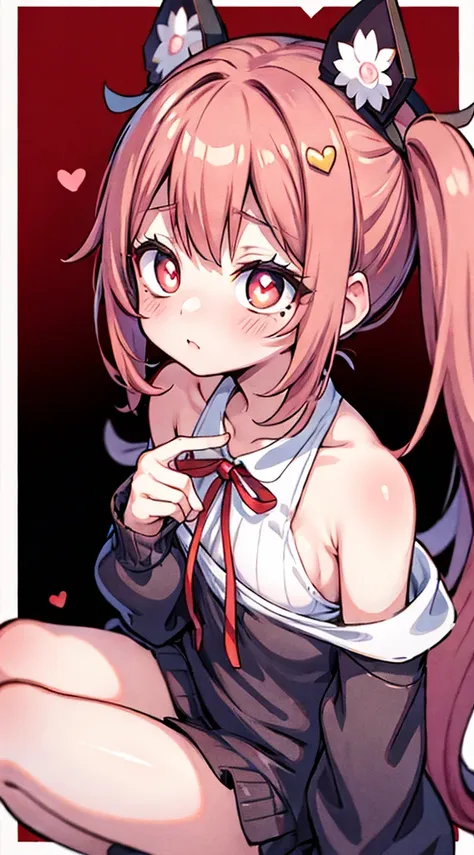 miku nakano，（a white border around a red rectangular background：2.5)，whitesweater，sitting down， d-cups，ahegao face，back view，hig...