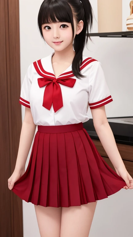 ((Full body shot, camera set in front, Low - Angle, NSFW)), ((super detailed, highest quality, ultra high resolution, masterpiece, ８In K)), Japanese beautiful girl((Super cute loli face：1.9)),((Both eyes have double eyelids:1.3)), ((Eyebrows thin)), ((natu...