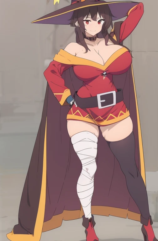 Masterpiece, best quality, fanart, drawing, digital drawing, (full body:1.5), megumin, kono subarashii sekai ni shukufuku wo!, 1girl, solo, (tall girl, 25 years old, milf), An exceptionally stunning supermodel standing at 180cm tall,showcasing incredibly u...