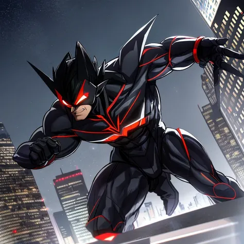 Ultra-detailed wide-angle shot, Goku donning Batman Beyond suit, hero in a new dimension, anime crossover of a powerhouse duo, 1.6 masterpiece, best quality,

Gokus muscular body clad in the advanced armor of Batman Beyond, sleek design blending Saiyan str...