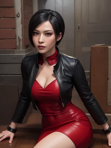 best quality,ultra-detailed,realistic:1.37,ada wong,perfectly symmetrical face,ultra-realistic texture,flawless body,detailed fa...