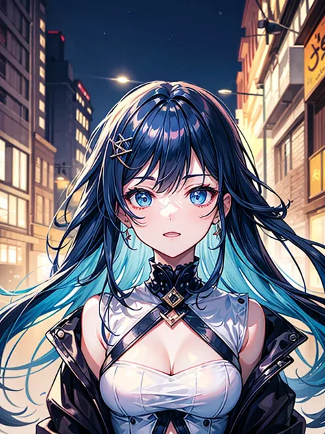 （（（masterpiece、Highest image quality、highest quality、highly detailed unity 8ｋwallpaper）））、（（Illustration of one girl））、（（（beautiful girl）））、blue hair、white clothes