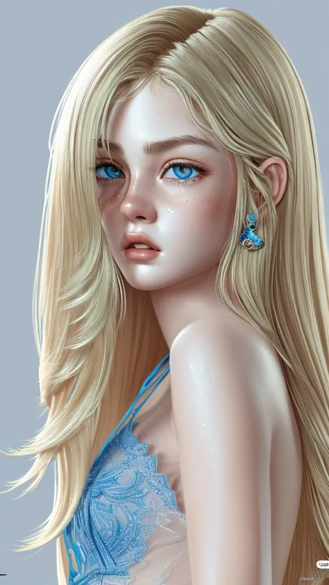 (Highly detailed CG unit 8k wallpaper, masterpiece, highest quality, super detailed), (best lighting, best shadow),９Asian woman years old, immature, round face, ,, (highly detailed skin: 1.2), straight long loose hair、blonde、blue eyes、whole body