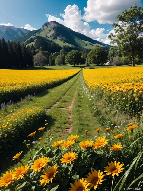 STYLE: flower photography, BREAK | SUBJECT: (a gorgeous colorful field full of different exotic flowers: 1.3), BREAK springtime at golden hour, BREAK | AESTHETIC: (cinematic: 1.3), hyper-real highly detailed, thematic background, top-down perspective, BREA...