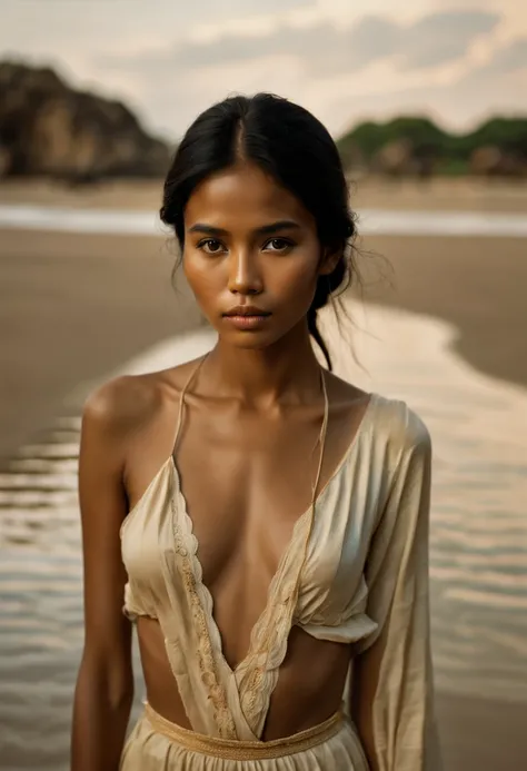 An exquisite portrayal of full body young naked filipina woman, captured in a realistic photograph that reverberates with her unique grace. The photograph encapsulates the essence of an 25-year-old girl, dark brown skin. A striking twist to her appearance ...