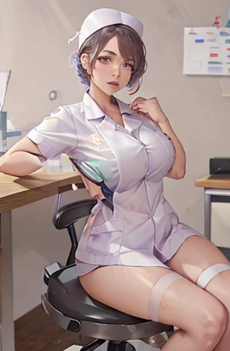  ,nurse uniform,hospital, latex nurse suit,nurses,busty,elbow gloves,labcoat,silverhair woman,white eyes , gigantic boobs ,medical instruments,asian nurse,two nurses,speculum,examination room,oversize boobs, ,big ass ,strap on, lay on table ,legs spreaded,...