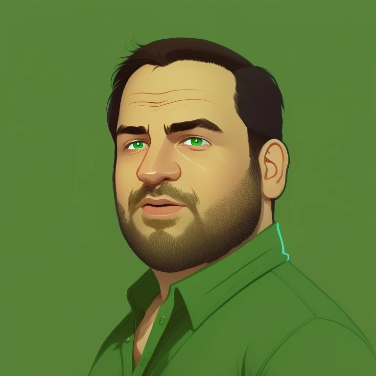 a man with a beard and a green shirt, nft portrait, ethan klein, genndy tartakovsky, digital illustration portrait, detailed illustration portrait, official illustration, adar darnov, by Mitchell Johnson, aykut aydogdu, high quality portrait, kyle hotz, po...