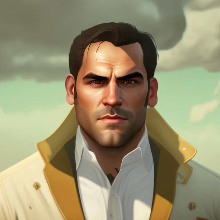 a close up of a man in a jacket and a white shirt, as the protagonist of gta 5, a portrait of the character, as a character from gtav, handsome man, valorant character, detailed character portrait, male character, realistic artstyle, portrait of henry cavi...