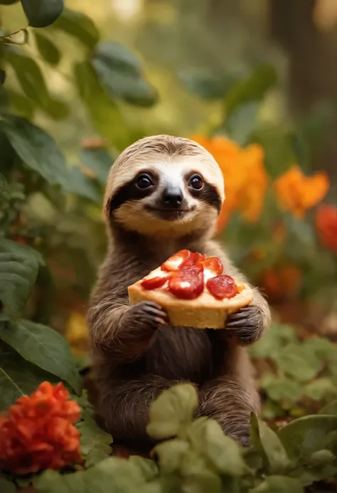 there is a baby sloth, who eats a slice of pizza, Cute forest creature, Sergey Zabelin, Miniature baby lazy, 8K)), The cutest, Whoah, alexey egorov, Emma Andievskaya, Cute sloth eating cake, Alexander Gerimsky, 🐿🍸🍋, in style of kyrill kotashev