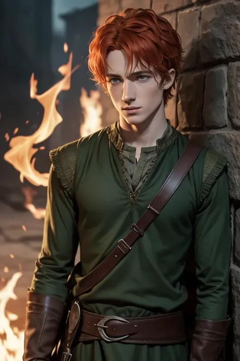 Kvothe has pale skin and green eyes, though the intensity of this color is often noted as changing depending on his mood throughout the series. His eyes are similar to the description of his mothers eyes. He has extremely red hair often compared to a flame...