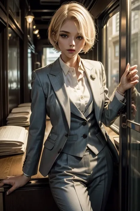 Suit Girls　beauty of suit、pant suit　blonde　short hair