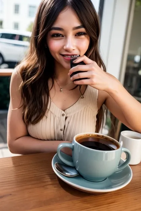 Drink coffee in a café