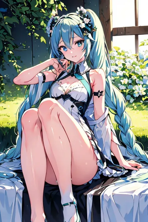 hatsune Miku、(ultra Realistic), (An illustration), (Highres), (8K), (highlydetailed), (the best illustration), (Beautiful Detailed Eyes), (beste Quality), (Super Detailed), (Master peace), (Wallpapers), (Detailed Face), solo, 1girl, Aristocratic dresses、Wh...