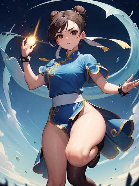 ChunLi, Chun Li, (Brown eyes:1.5), By the chestnut, (Cubierta de bollo:1.5), Doble bien, delineador de ojos, topknot, lipstick, constituir, Labios rosados,
ROMPER blue vestido, botas, pulsera, brown pantys, china vestido, ropa china, calzado con cordones c...