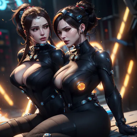 (masterpiece), best quality, 1 girls, passion, lust,  (cleavage), ultra-realistic, 8k, stunningly beautiful, intricate details, realistic, high saturation, 
(Widowmaker_(overwatch), black ponytail hair, (red skin:1.4), yellow eyes, (large breasts:1.1), (bl...