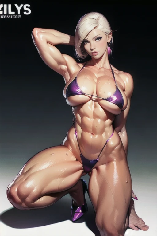 entangled python，Exquisite figure bust，Gradient mini strappy skin swimsuit:1.3)，(((oilly skin)))，sweat profusely，incredibly sexy，muscular calves，Toned abs，Looming，Pointed-toe heels，，Strike sexy poses，