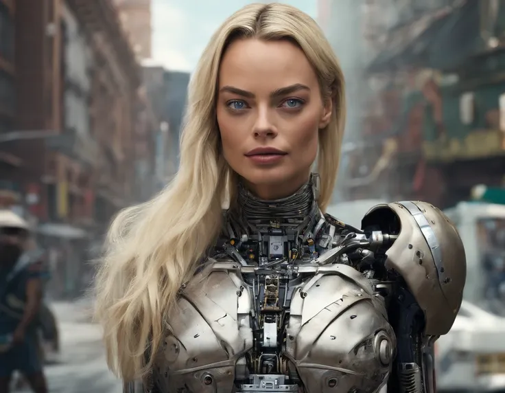 Margot robbie ( margot robbie) as a robot woman , fashion image 