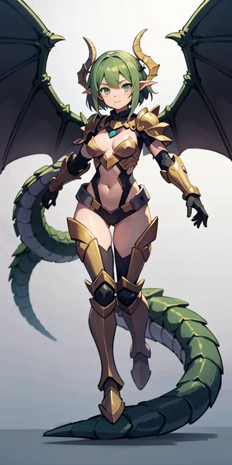 (masterpiece),  1girl,  scale armor,  dragon girl,  gragon wings,  dragon tail