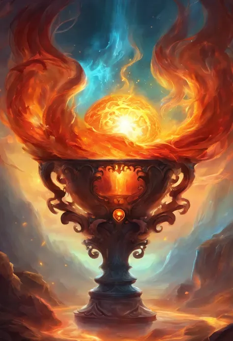 hollow cup with glowing ball of magma inside