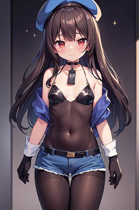 highest quality, extremely detailed, muste piece, 
(one girl:1.4), (small curvaceous loli(10 talents):1.3), [belly fat:1.4], [muscular:1.4], (smirk1.1), (show teeth), 
(brown pantyhose(pantyhose up to navel):1.6), (Deep-rise folded denim shorts:1.3), (new ...