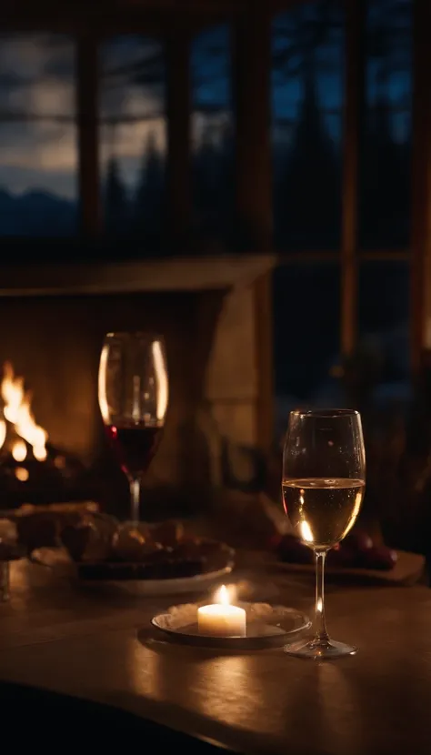 "In a chilly mountain evening, the warmth of a welcoming home enveloped every corner. A glass of wine resting on the table reflected the glow of the lit fireplace, creating a magical atmosphere. Inside, the laughter of friends resonated as they shared stor...