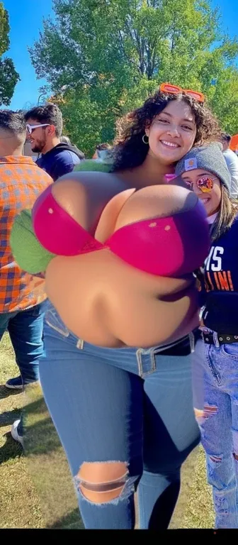 there are two women that are standing together in the grass, holding a beer!!, with a figure in the background, cold as ice! 🧊, having a great time, smooth in _ the background, profile pic, 😭 🤮 💕 🎀, 👁🌹👾, college, 🤬 🤮 💕 🎀, low quality grainy, , Big tits, hu...