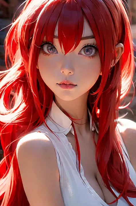 Rias Gremory. Chica anime with long red hair and a bikini, estilo artístico anime moe, cute Chica anime, cute Chica anime portrait, pretty Chica anime, portrait of cute Chica anime, retrato realista kawaii, visual anime de una linda chica, cute Chica anime...