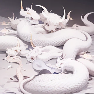 White Dragon,Deformed,Sleeping Dragon,Sleep making Zzz noises,long horn on head,One horn,long horns,Straight corners