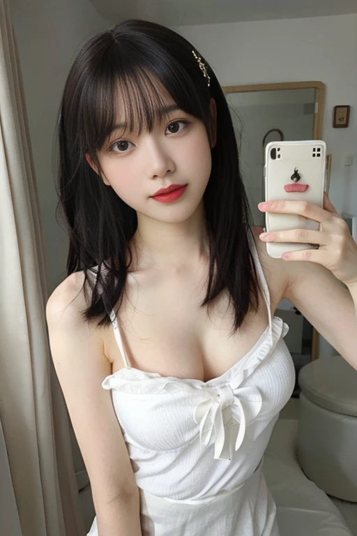 (16K、Raw photo、highest quality、masterpiece)、(realistic、Photoreal)、super detailed、Super high resolution、1、see the beholder、beautiful and detailed face、laughter、narrow、(slim waist) Beautiful and smooth skin、skin texture、floating hair、professional lighting、bi...