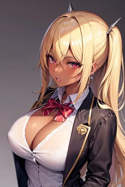 (masterpiece), best quality, (SHARP details), expressive eyes, (gyaru), 18 year old girl, blonde hair, slutty clothes, big breasts, SHARP detail expressive eyes, (SHARP detail perfect face), sensual expression, slutty, (slut), (dark skinned female), 4k, sc...